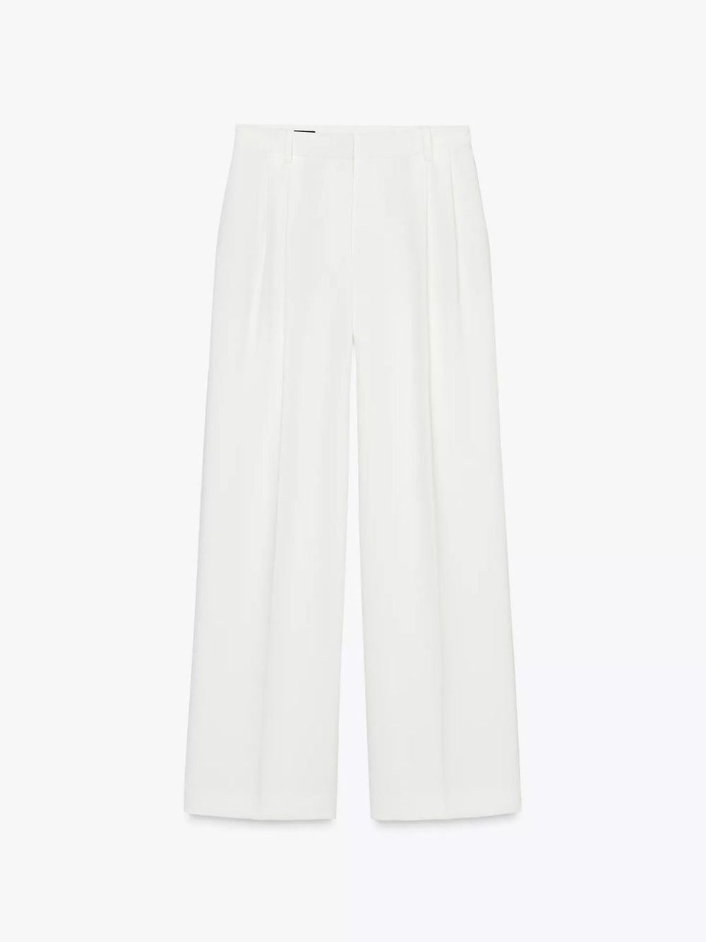 Zara White Wide-Leg Pleated Trousers